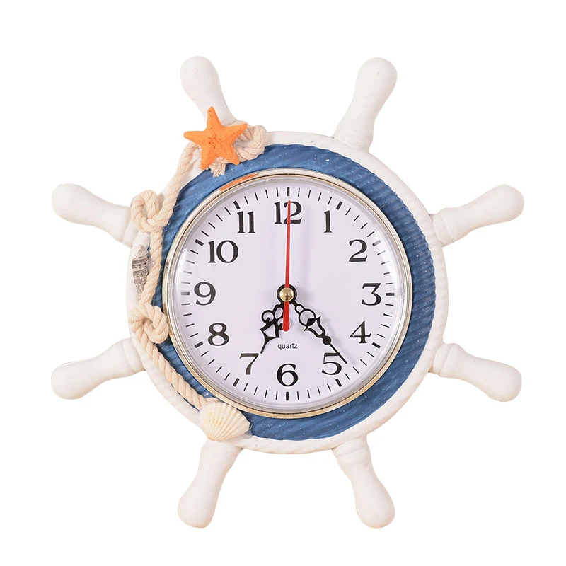 Casual Home decoration Mediterranean Sea sailing wall clock watch needle single face Ship 's anchor helmsman reloj salon T0.2