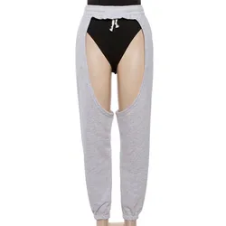 New Arrival Women Cut Out Jogger Pants Gothic Hip Hop High Waist Hollow Out Casual Trousers Streetwear Cargo Pants Female Bottom