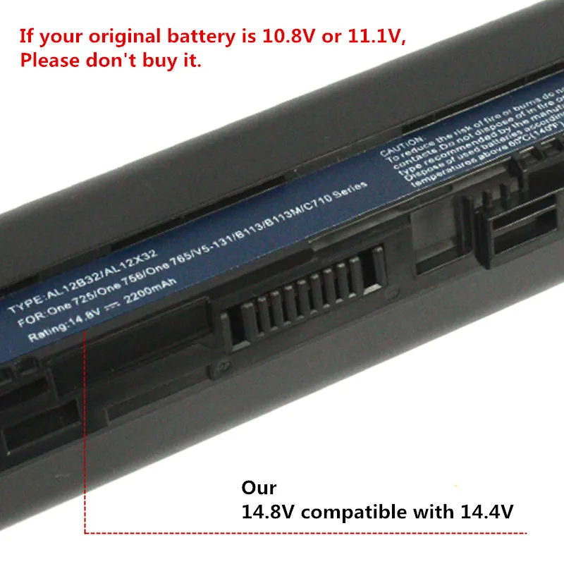 14.8V Laptop Battery for Acer Aspire One 756 V5-171 725 TravelMate B113 B113M B113-M C7 C710 AL12X32 AL12A31 AL12B31 AL12B32