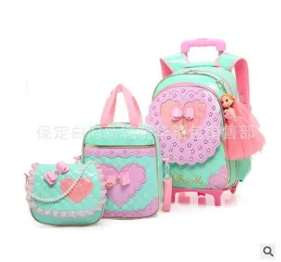 School Trolley Bag wheels Children luggage Rolling Bags wheeled Backpacks bag for Girls Travel Trolley backpack bags for kids