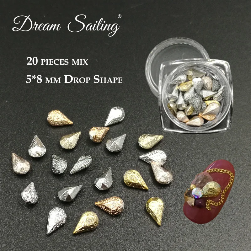 Nail art Dekoration 3D Drop Formen Faltig Goldene Silber Champagne DIY Strass Neue Jahr Geschenk Weihnachten Nagel Zubehör