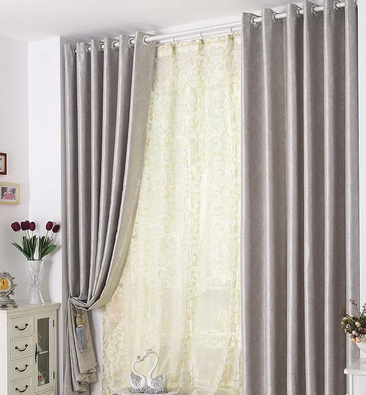 Curtains for bedroom living room  processing cost included silver modern fabric blackout cheap soundproof window  cortinas