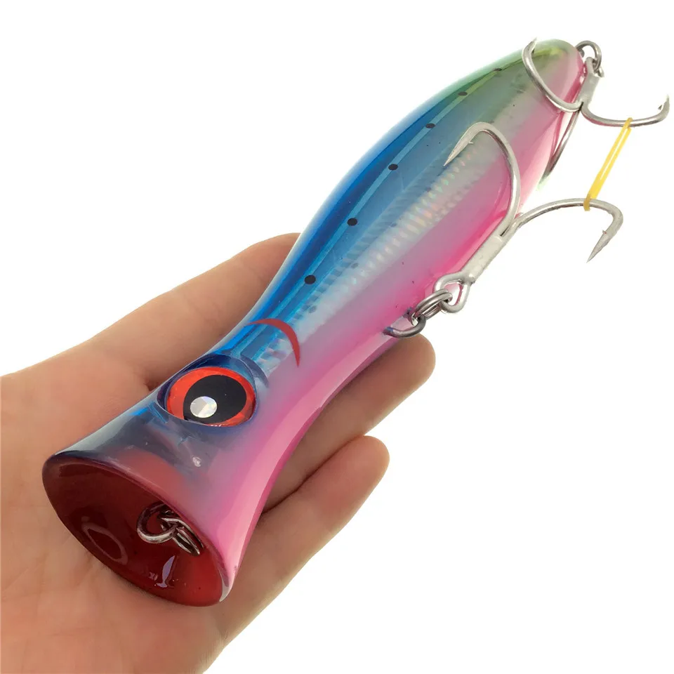 Noeby Popper-Angelköder, großer Popper-Köder mit lautem Geräusch, 200/160/120 mm, zum Angeln auf Barsch, Blaufisch, Thunfisch, mit VMC-Haken – Detail 8