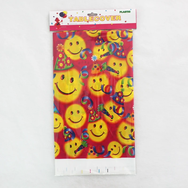 Disposable Plastic Table Cloth Smiling Face TableCover Tablecloth Butterfly Waterproof For Birthday Party Decoration 180*108cm