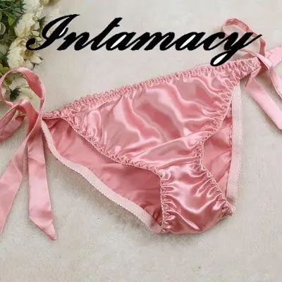 Fashion bikini 100% silk panties female lacing thong silk plus size