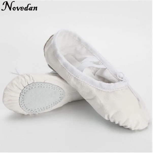 Leather Flat Slippers White Pink Black Salsa Ballet Shoes For Girls Children Woman Yoga Gym Dance Shoes