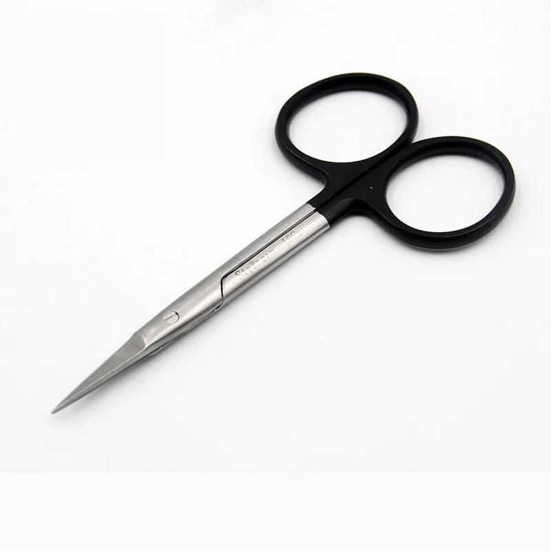 Butterfly feather plastic surgery black handle double eyelid scissors 10cm open eye fine cut no rust ultra sharp fast cut micro