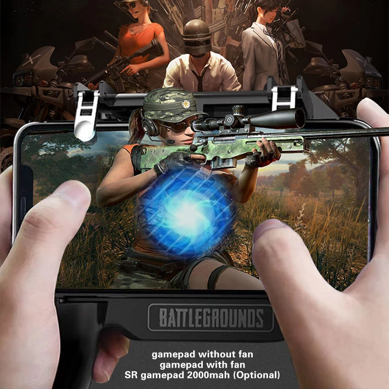 3 في 1 جهاز تحكم بمشغل ألعاب PUBG للالعاب مع مروحة تبريد وبنك طاقة 2000mah/4000mah للهواتف الذكية
