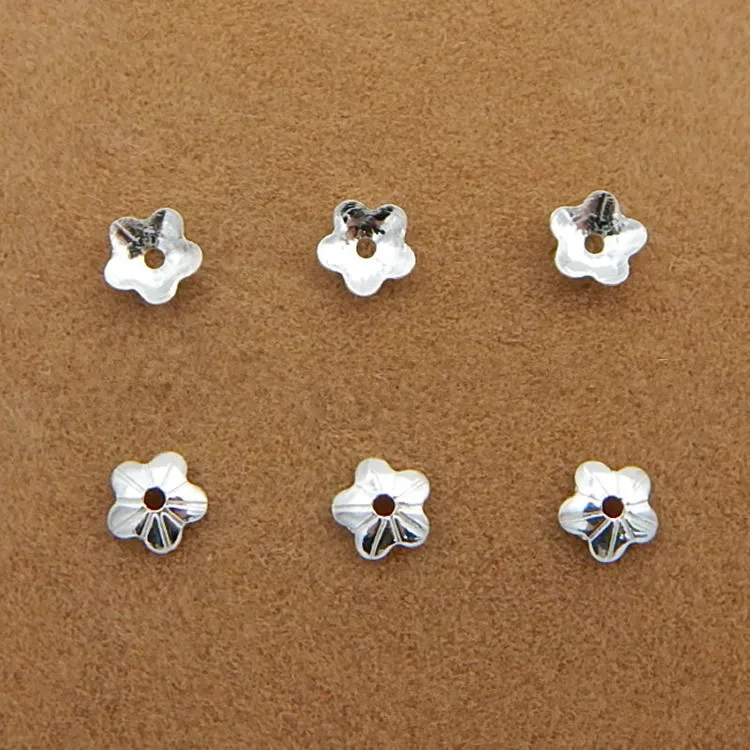 10pcs/lot 4mm 925 Sterling Silver Flower Bead Loose Spacer Beads Caps End Beads Cap for DIY Jewelry Finding Making Accessories