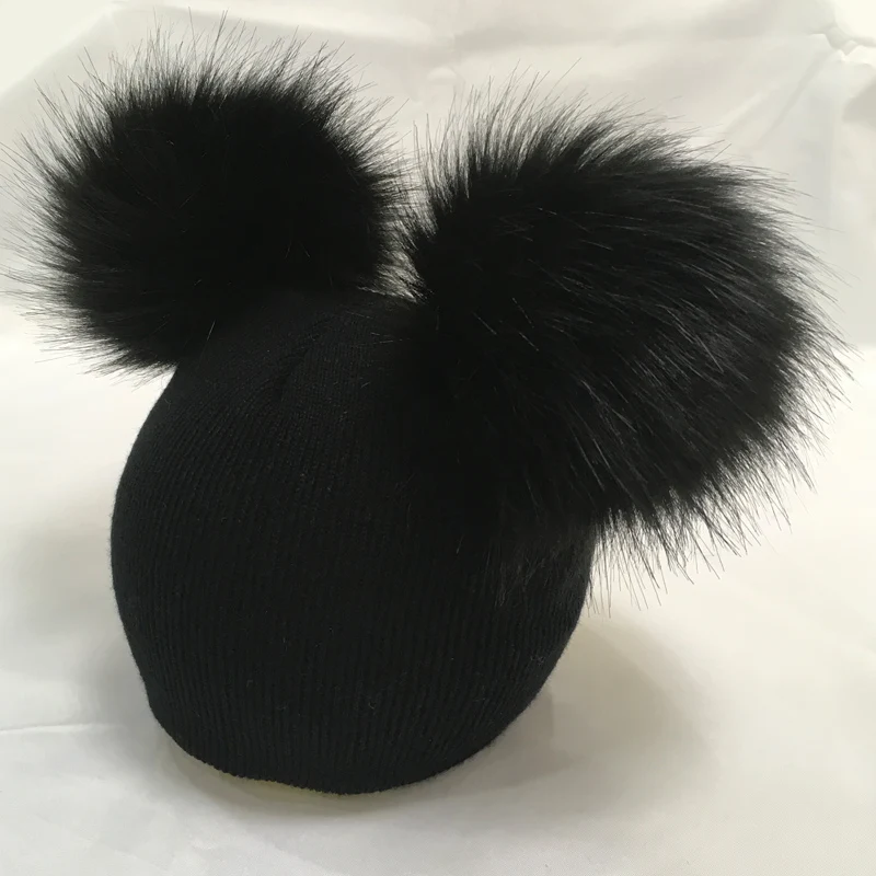 Baby Pompom Hat Winter Warmer Caps Knitted Beanie Fur Pom Pom Gorro bebe Boys Girls Kids Photography Props Cap 1pc