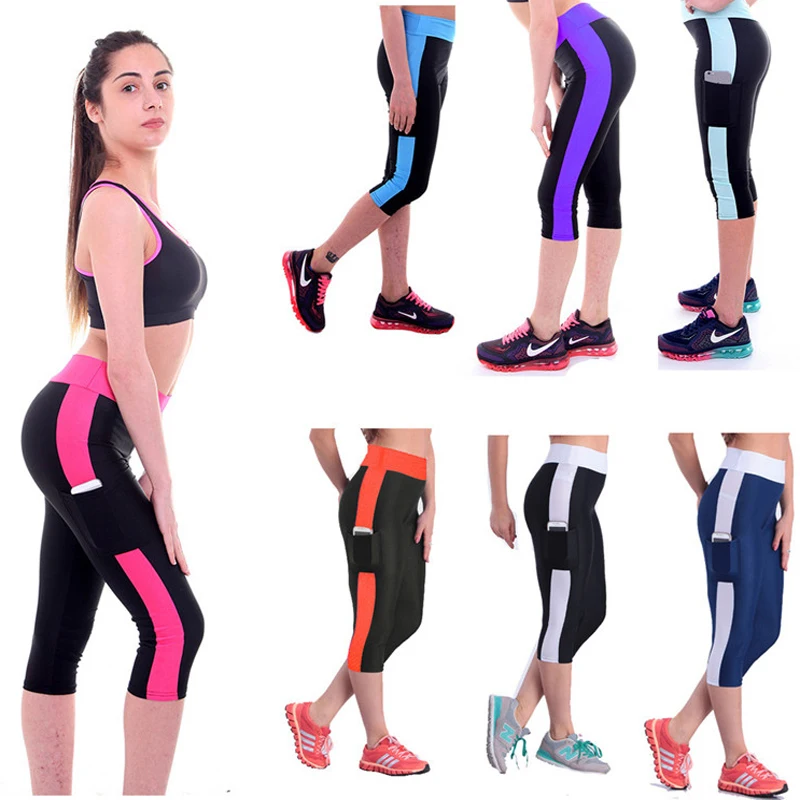 New Summer Women Running Tights Elastic Breathable Sports Pants Slim Push Up Exercise Gym Fitness Yoga Capris 3/4 Pants Legging