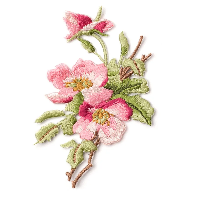 Medium Size Flower Patch Badge Patches Embroidered Applique Sewing Iron On Patch Clothes Garment Rose Apparel Accessories