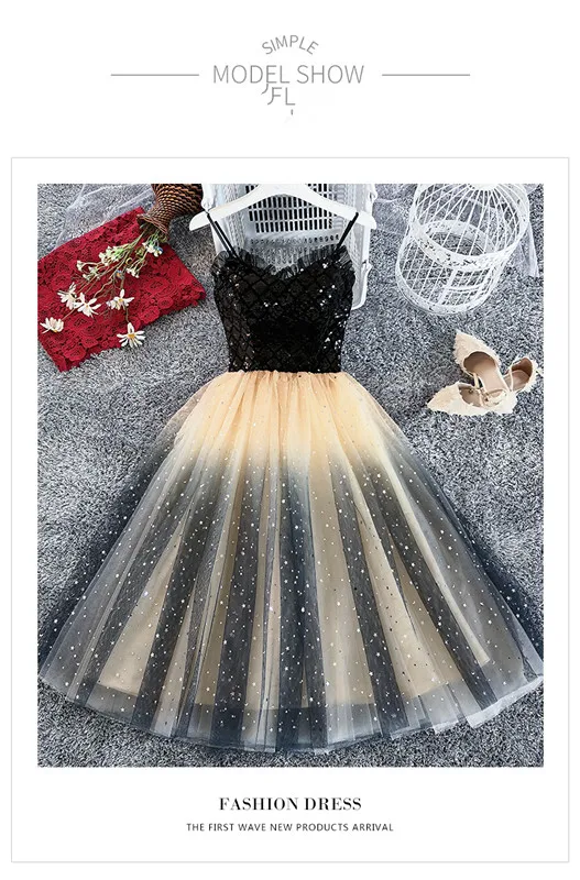 Short Gorgeous Gradient Evening Dresses Elegant Sheer Off Shoulder Sleeveless Bodice Prom Dress Amazing Fluffy Tulle