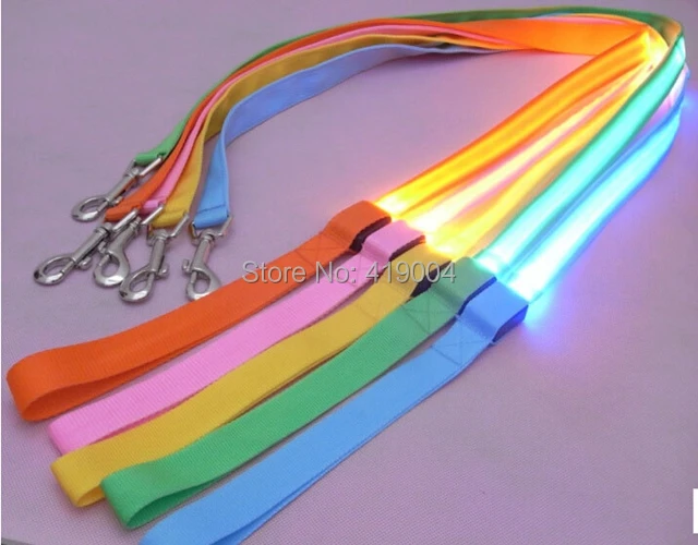 DHL Fedex Free Shipping Pet LED Flashing Light  Rope Belt Leash Dog & Cat Harness Safety Leads Strap,100pcs/lot