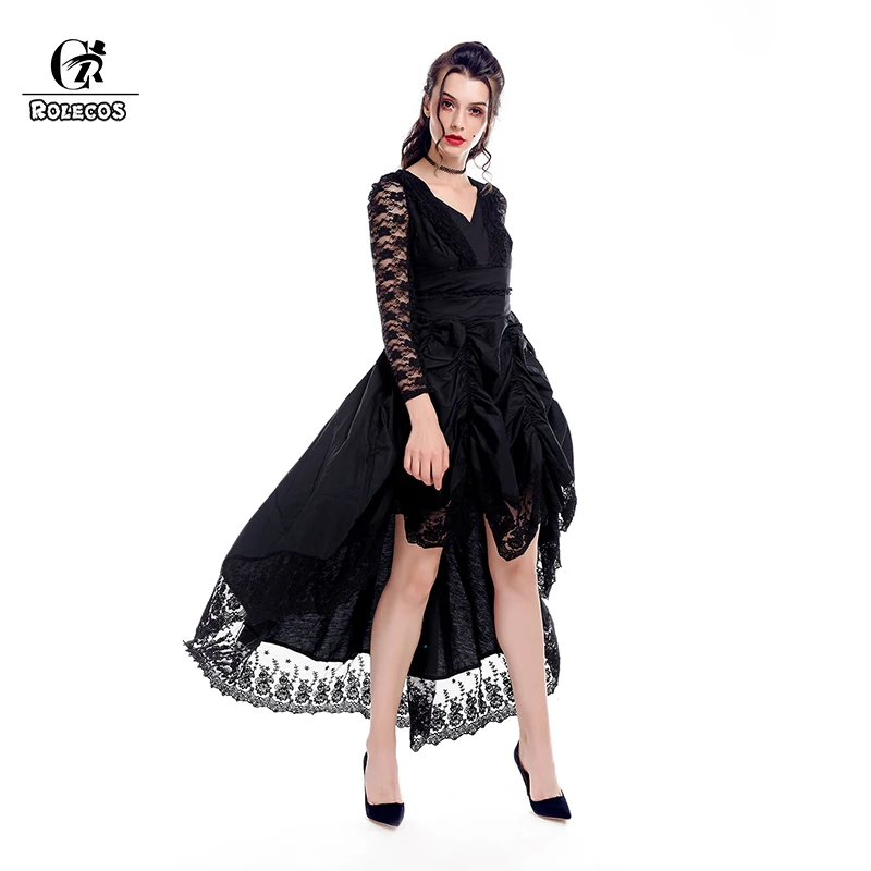 

ROLECOS Victorian Gothic Dress Cotton Renaissance Women Costume Medieval Lace Dress Gothic Halloween Costume Party Summer Autumn