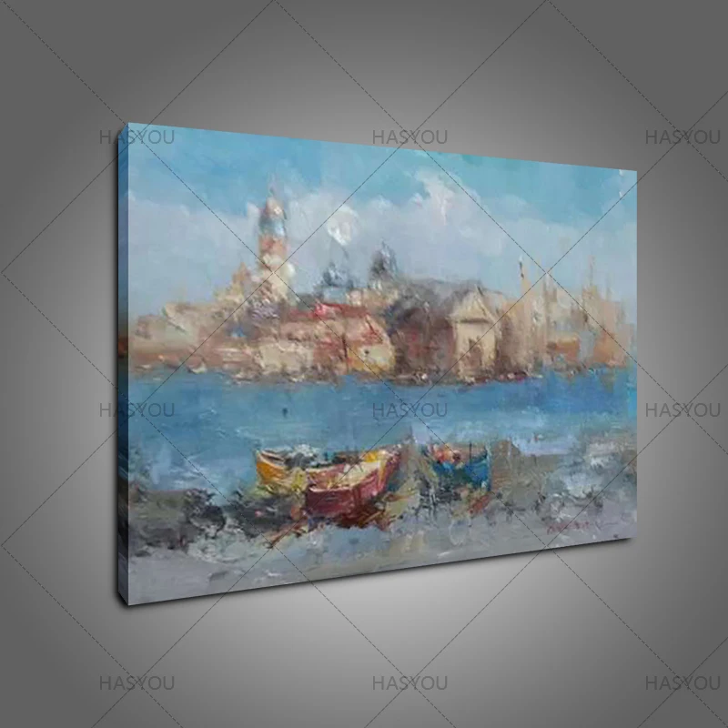 

2017 Modern seascape canvas Oil Painting ocean boat picture for Living Room Wall Picture for living room christmas decoration