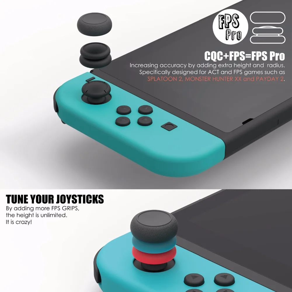 Skull & Co. JoyCon Thumb Grip Set FPS CQC Joystick Cap Thumbstick Cover for Nintendo Switch and Switch OLED Joy-Con Controller