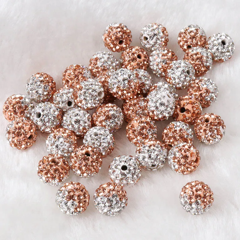 10mm Champagne White Clay Paved Crystal Disco Rhinestone Ball Shape Beads Disco Ball DIY For Bracelet jewelry making 10pcs/lot