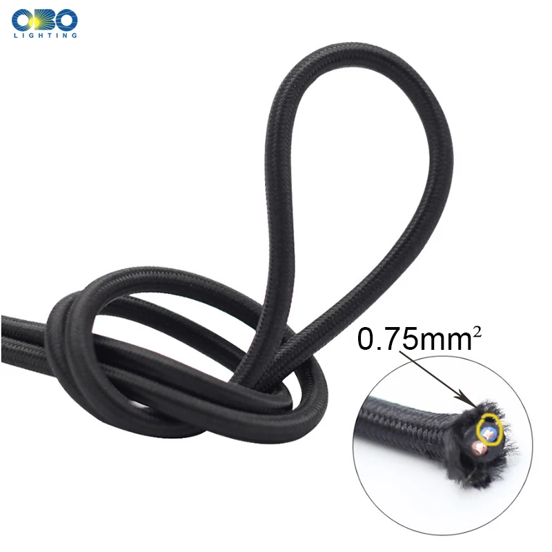 2*0.75mm Electrical Wire Pendant Lamp Cable Twisted Textile Overhead Cord Edison Pendant Light Wire 2m/5m/10m Multiple Colour