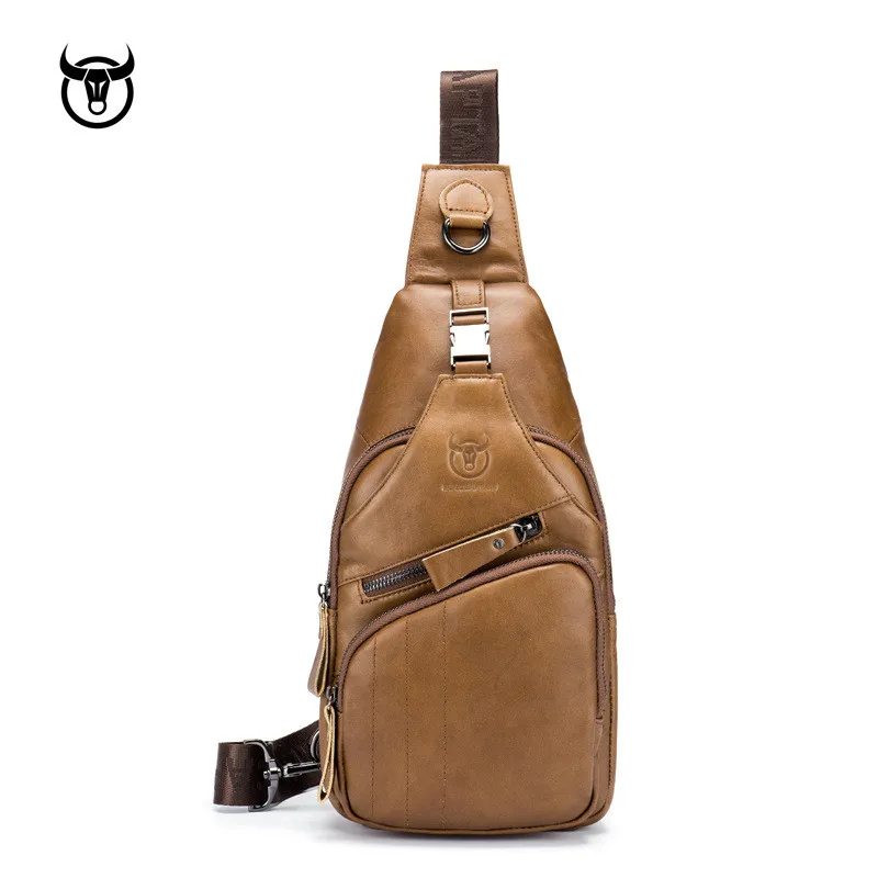 Famous brand Genuine Leather Men Messenger Bag Casual Crossbody Bag Fashion Men\'s Handbag men chest bag Male Shoulder Bag