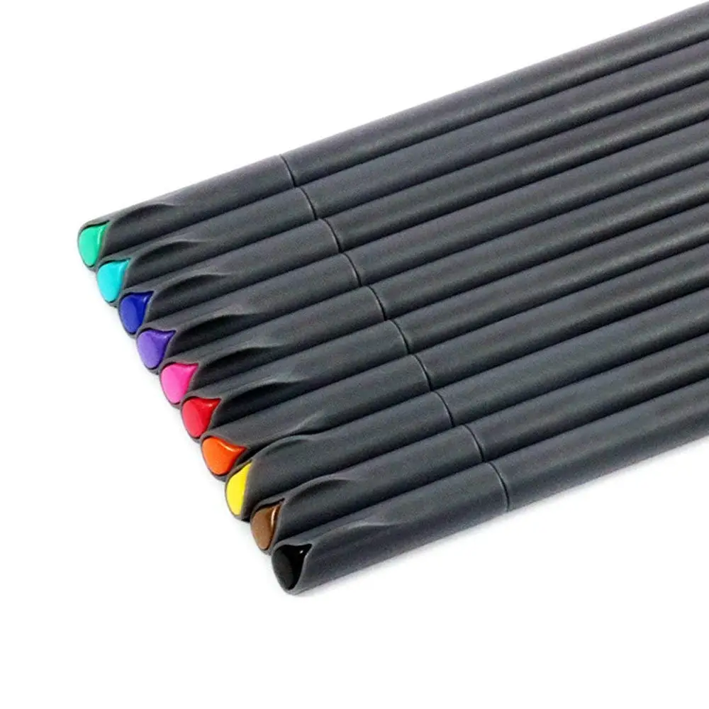 Fineliner Color Pen Set, 0.4mm Colored Fine Liner Sketch Drawing Pen, Pack of 10 Assorted Colors