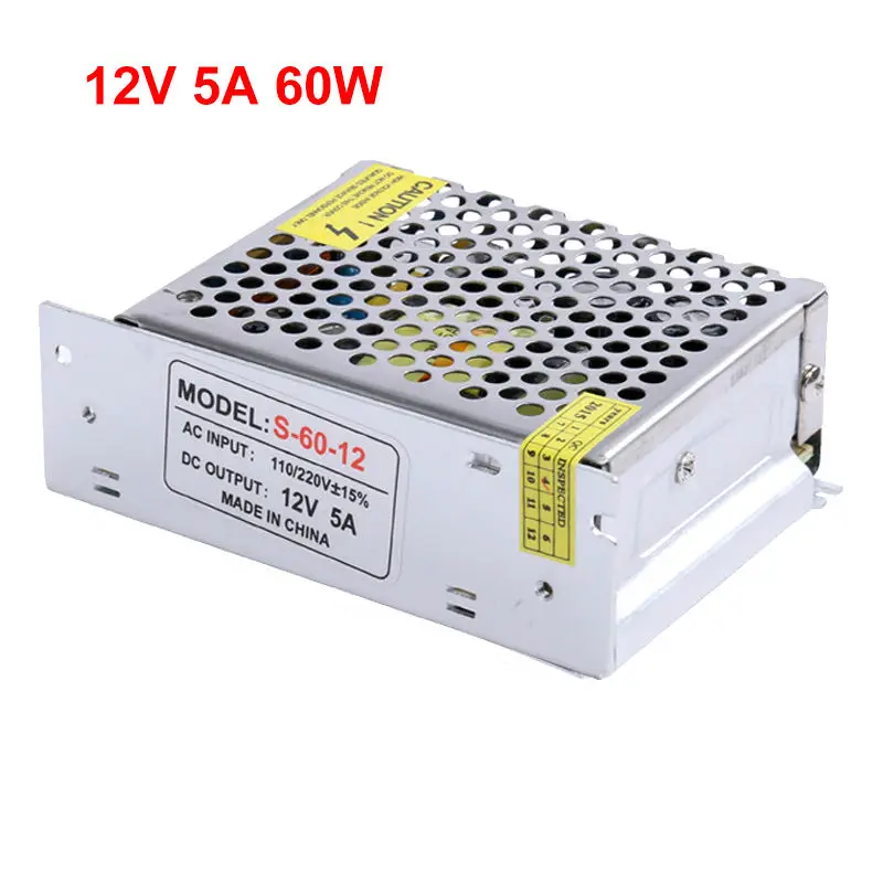 12v 5a power supply 12V 5A led driver 60w 12v 5a power adapter, Aluminum AC 110V 220V to 12v lighting transformer for led lights