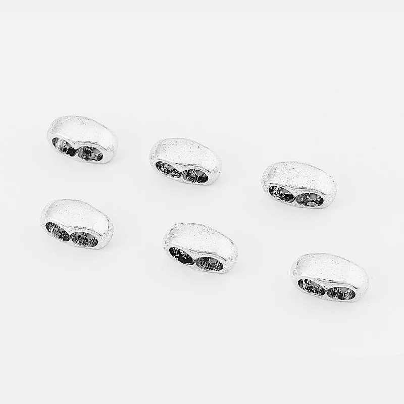 10PCS Metal Double Hole Slider Spacer Big Hole Spacer Beads For 4/5mm Round Leather Cord Necklace DIY Jewelry Making