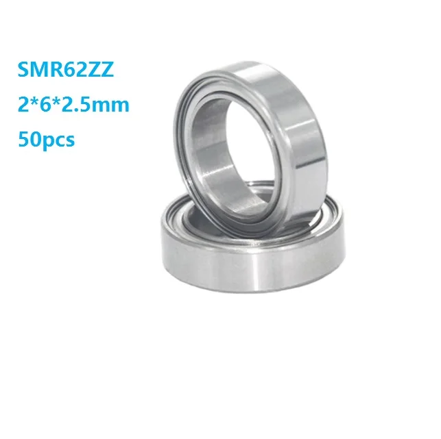 

50pcs/lot 2x6x2.5m SMR62ZZ SMR62 ZZ SMR62 Z MR62ZZ bearing 2*6*2.5mm Double cover Stainless Steel Deep Groove Ball Bearing