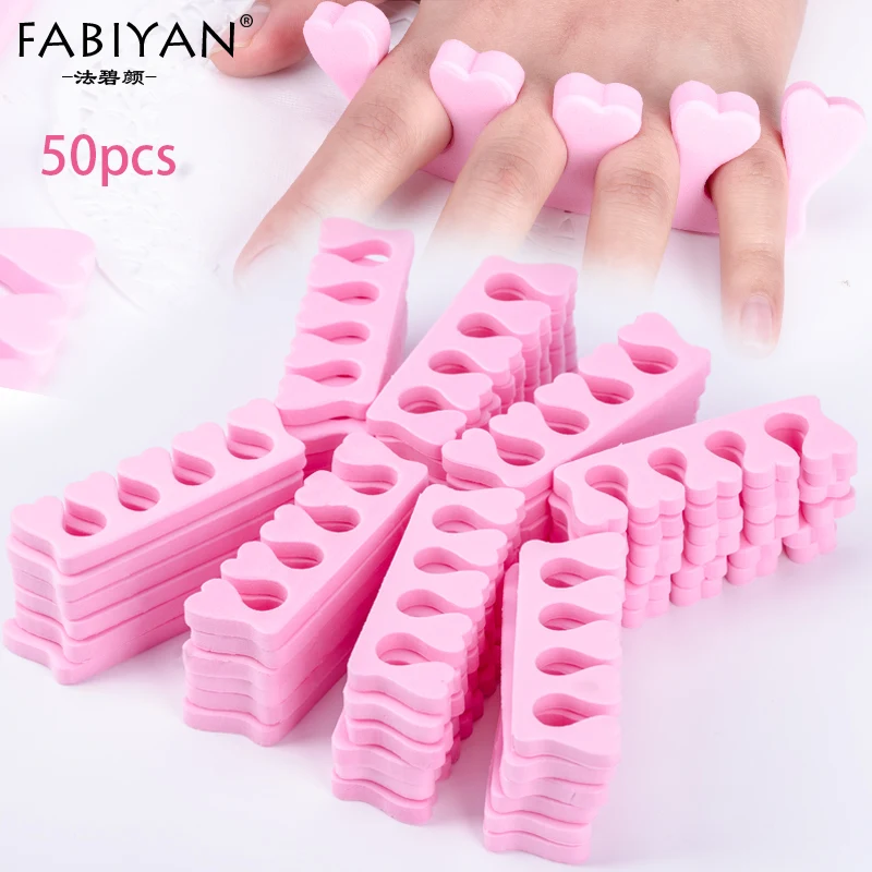 50 teile/paket Rosa Nail art Zehen Separatoren Finger Füße Schwamm Weiche Gel UV Polnischen Werkzeuge Maniküre Pediküre