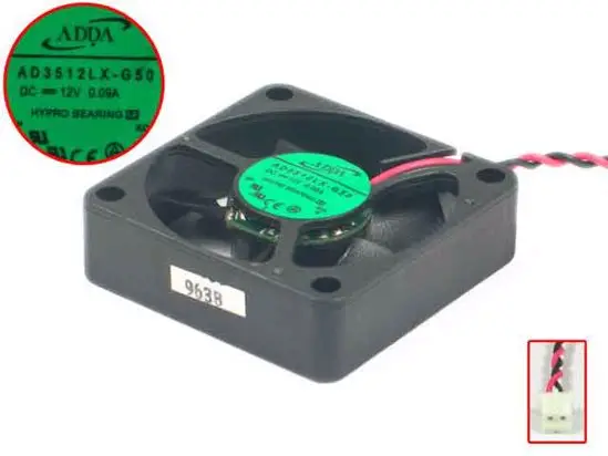 

ADDA AD3512LX-G50 DC 12V 0.09A 35X35X10mm 2-wire Server Cooling Fan