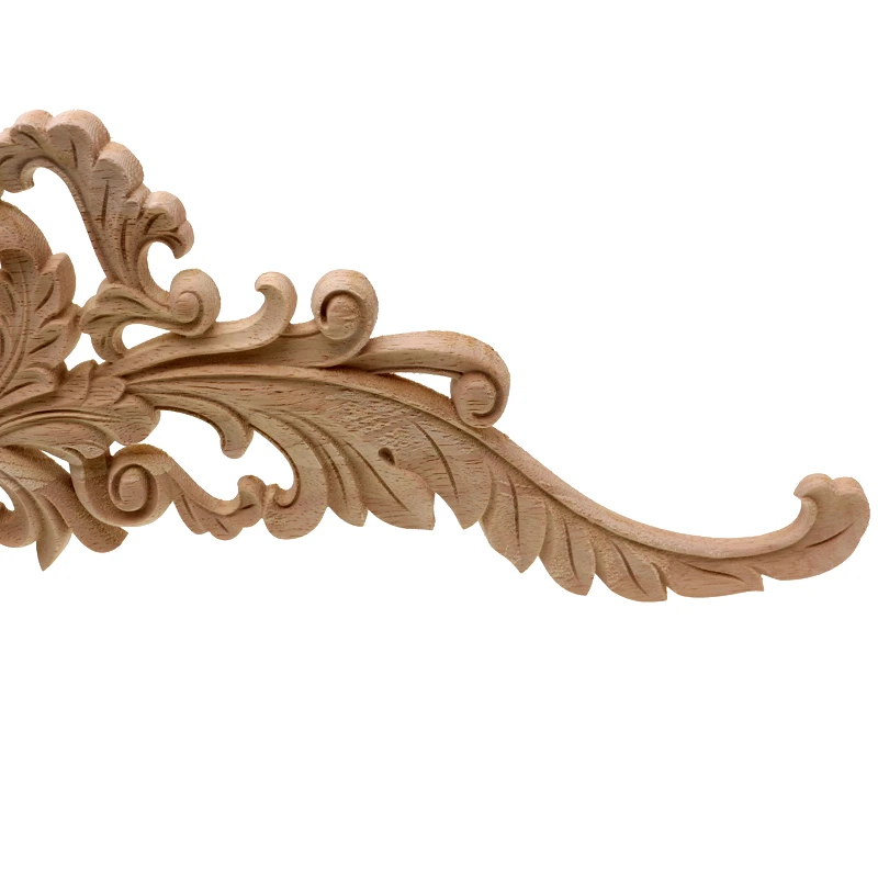 RUNBAZEF Woodcarving Furniture Vintage Home Decor Decoration Accessories Solid Wood Applique Carved Long Flower Piece Miniature