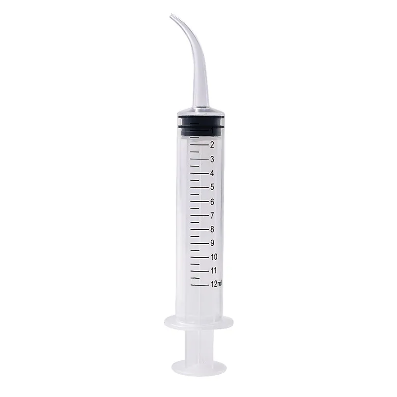 1 pcs Disposable Elbow Syringe Irrigation Syringe Curved Tip Dental Impression Syringes 12ml Conveyor