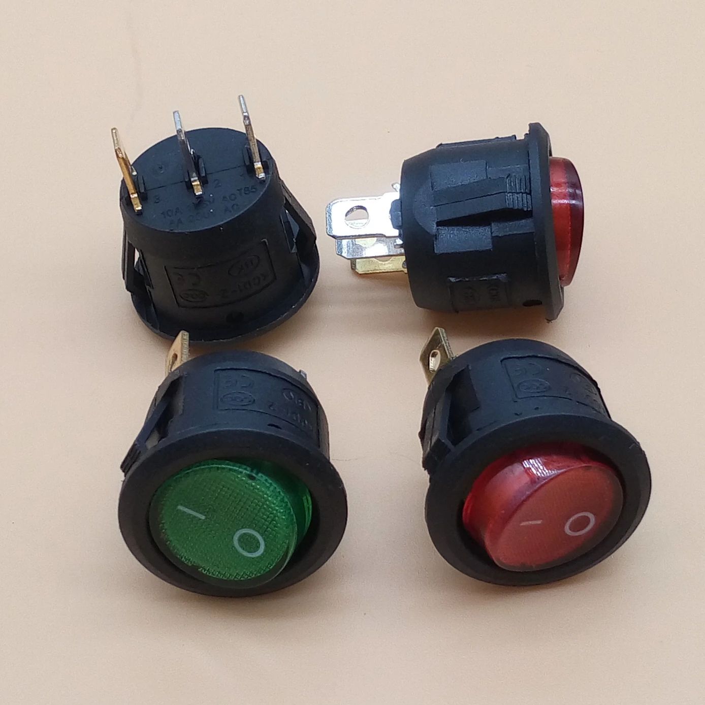 

5pcs RED/Green Light Button Rocker Switch 6A 250V Round Rocker ON/OFF SPST Switches 3 Pins Toggle 23mm Diameter