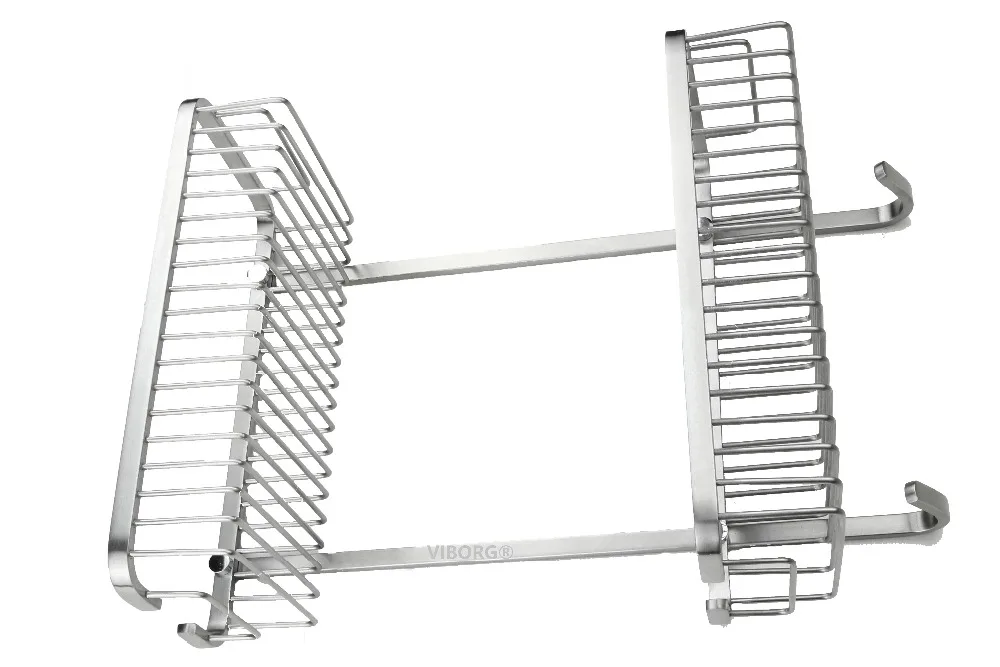 

Viborg Sus304 Stainless Steel Extra-thick Wire Wall Mounted Double Tier Shower Basket Shelf Tidy Rack Caddy Storage brushed
