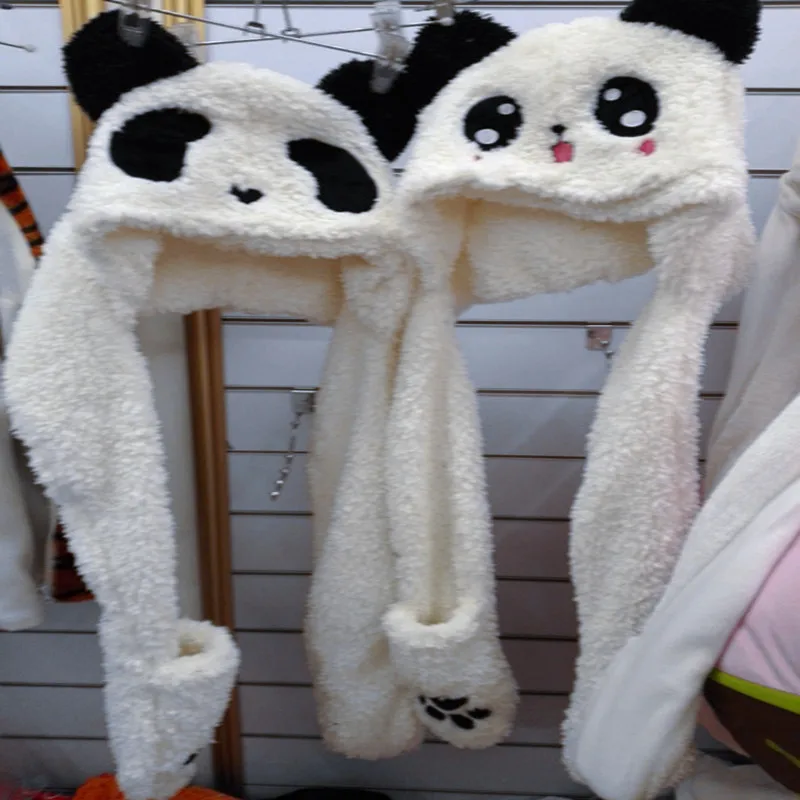 Panda Cartoon Dier Pluche Hoed kinderen Winter Warm Cap Gecombineerd Sjaal en Handschoen