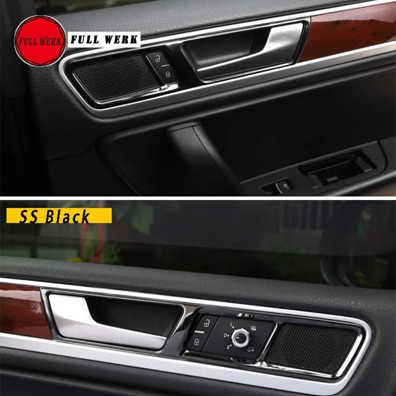 Set of 4pcs Car Styling Inner Door Handle Trim Decoration Sticker Cover for VW Touareg 2011 2012 2013 2014 2015 2016 2017 2018