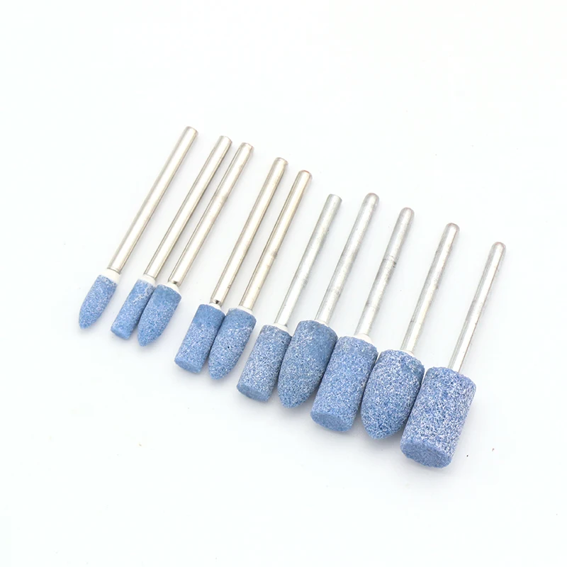 100pcs 3mm Shank Bule Abrasive Stone Points Polishing Grinding Head Electric Drill Bit Wheel For Rotary Accessories Power Tools