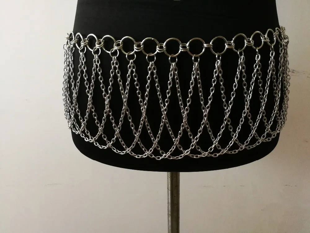 New Fashion PU Leather Style B791 Women Silver Alloy Chains Circles Bondage Beach Neck Chain Choker Necklace Jewelry Accessories