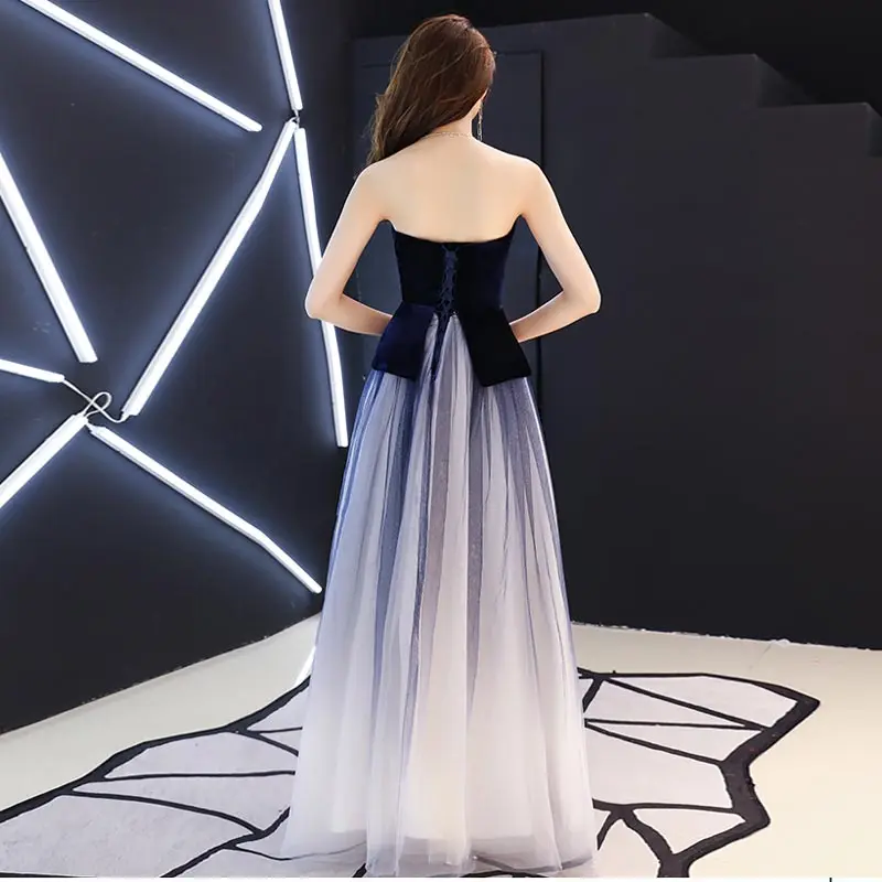 FADISTEE New arrival Vestido De Festa Long Evening Dress Bride Party Prom Dresses strapless gradually changing color velour