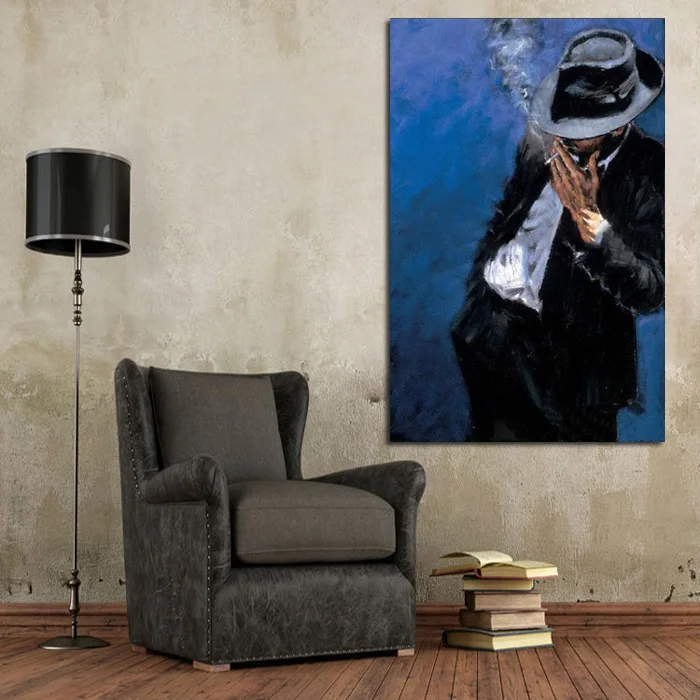 2020 Hand painted Abstract Knife Painting Smoking Man Oil Painting Pictures On Canvas Home Decor no Framed Picture Home Gifts