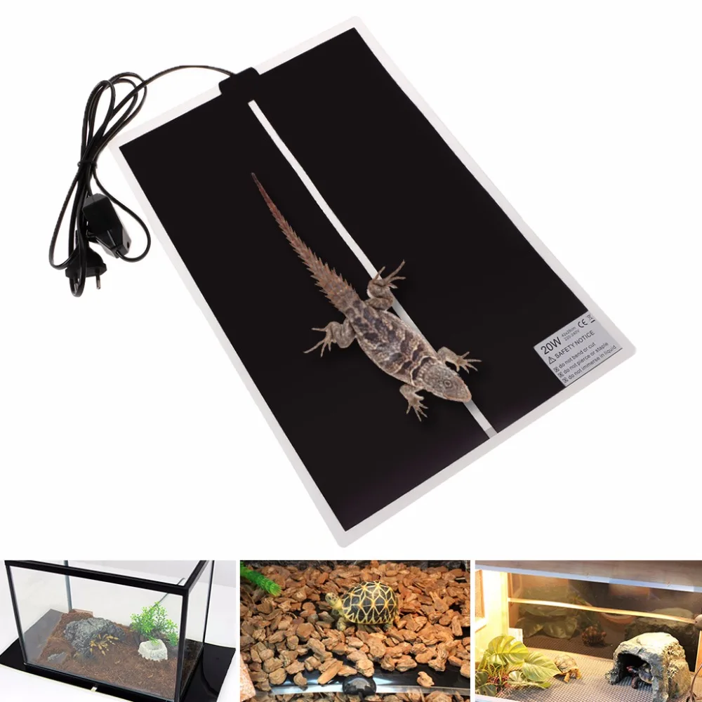 5/7/14/20W 220-240V EU Plug Adjustable Temperature Pet Heating Mat Tortoise Amphibians Warmer Bed Mat Reptiles Supplies