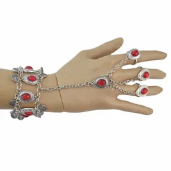 Turkish Vintage Link Metal Chain Black Red Green Stone Statement Bracelets for Women Boho Party Gypsy Jewelry pulseras mujer