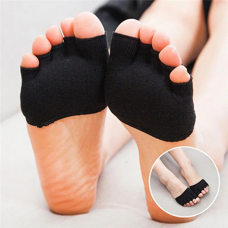 2pcs/Pair 5 Toes Rhythmic Ballet Dance Paw Shoes Gymnastics Foot Thongs Elastic Soft Lace Dancing Shoes Half Sole Accessories