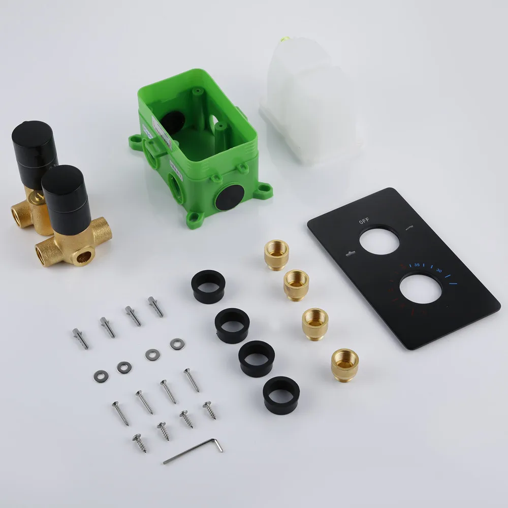 Imagem -04 - Torneira Escondida do Termostato para o Sistema do Chuveiro do Banheiro Torneira Termostática Preta Matte Válvula de Bronze Embutida 816