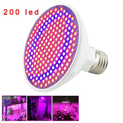 Luz led para cultivo de plantas, espectro completo, luz vermelha e azul para sala de estar, vegetação, estufa, hidroponia, 36, 200