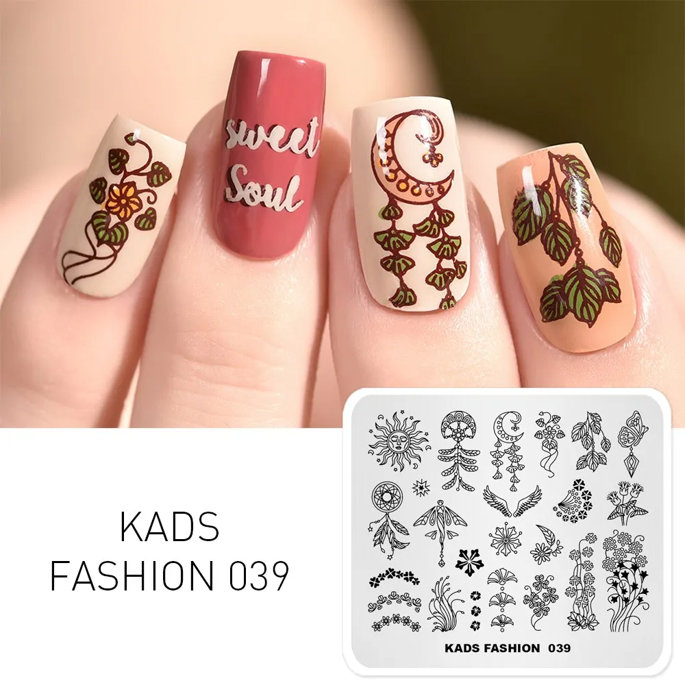 

Шаблоны для маникюрных трафаретов KADS Fashion 039, пластина для стемпинга для нейл-арта