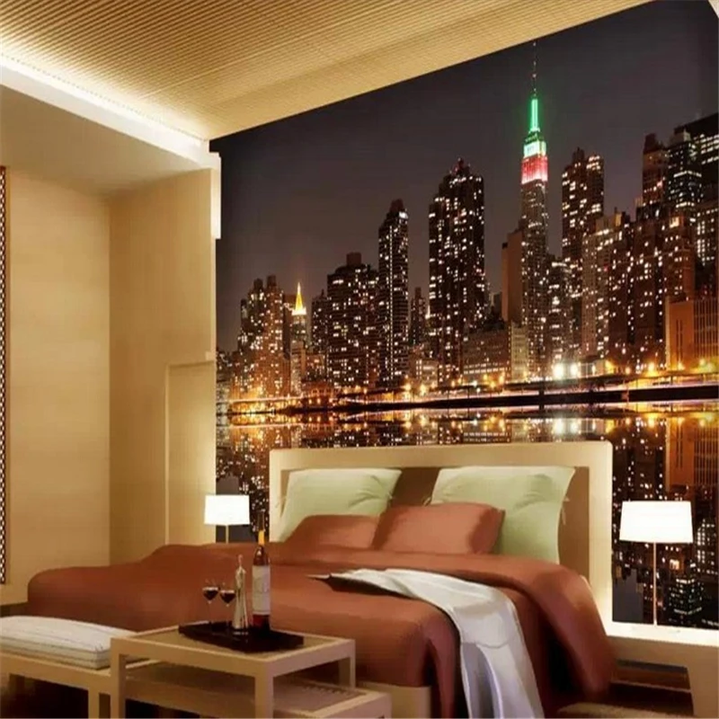 papel de parede 3d Bright city lights dim night TV KTV bar large living room sofa can be customized mural wallpaper