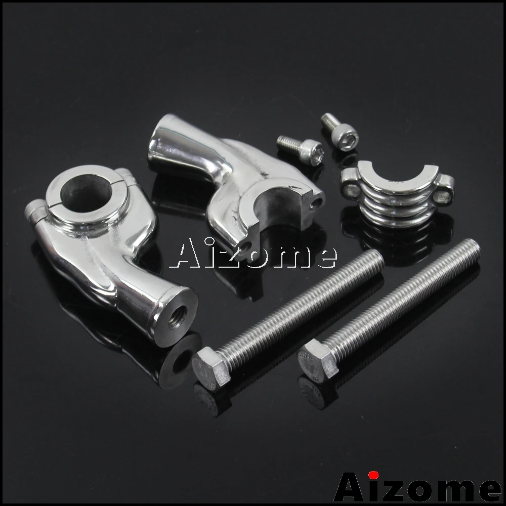 Silver Motorcycle Custom 25mm Handlebar Risers Clamps For Harley Honda Yamaha Cruiser Vintage Style 1\