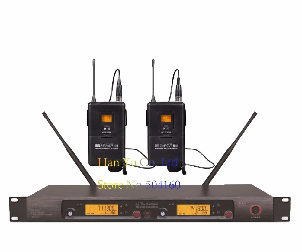 UHF Dual Channels Wireless Microphone Mic System with 1 Receiver 2 Handheld Microphones Audio Cable for Karaoke Meeting Party