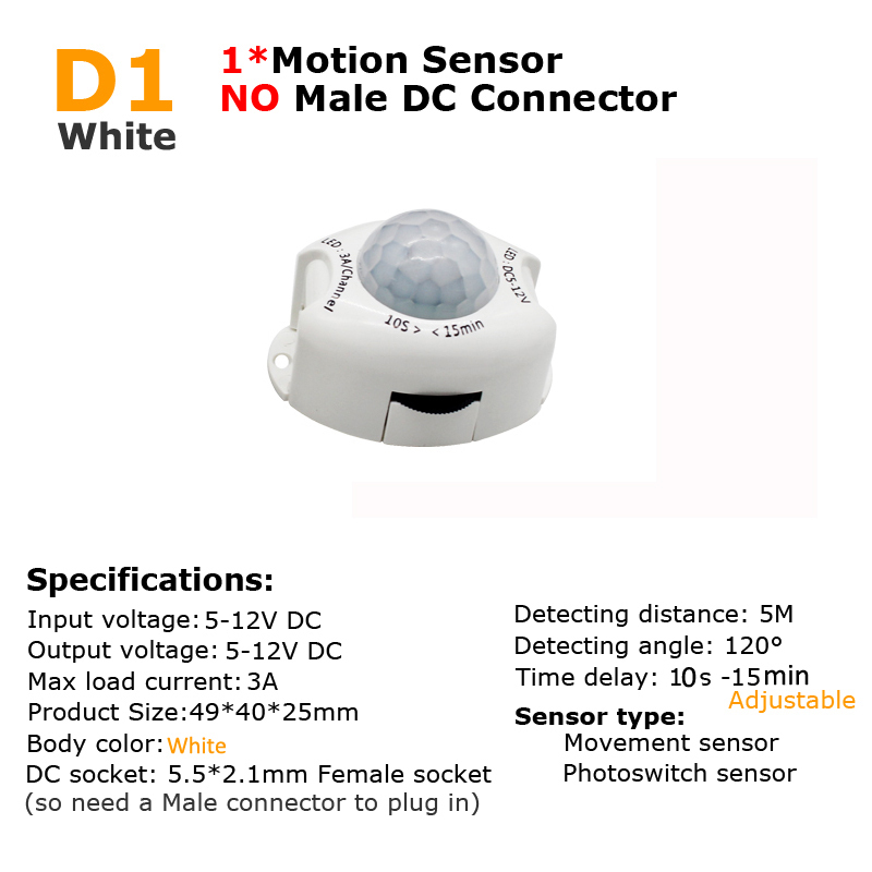  Motion Sensor Light Switch 5V 12V DC Movement Detector Activated Timer Automatic Switch ON OFF LED Strip Light PIR Motion Sensor 